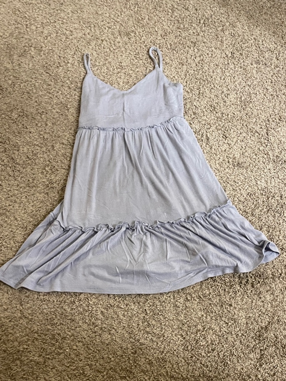 Light Blue Tiered Spaghetti-Strap Dress
